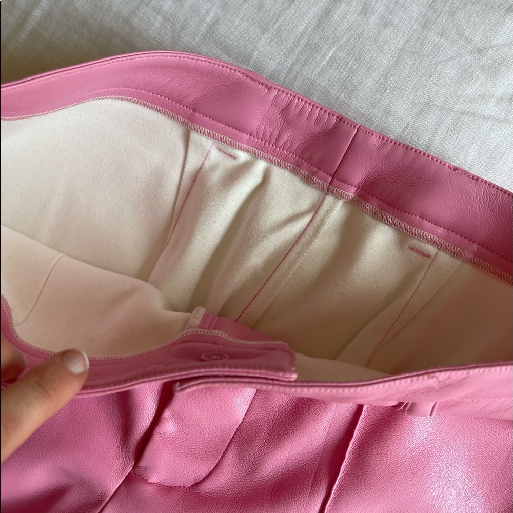 Frankies Bikinis Pink Caroline Kennedy Vegan Leather Pants - Picture 8 of 10